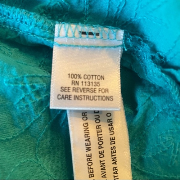 Breckenridge blouse w/ 1/4 sleeve blue/green button down shirt size Medium - Picture 4 of 4